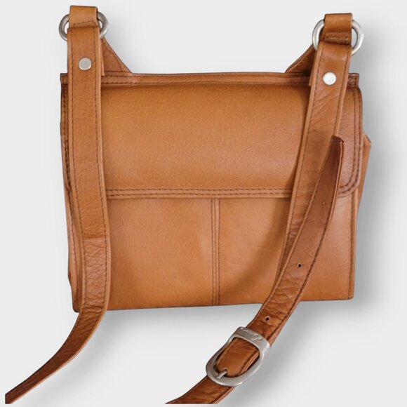 Lavive VTG Genuine Columbian Leather Boho Crossbody Purse Bag Cognac - Picture 2 of 16